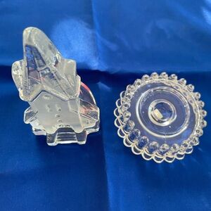 2 glass candleholders